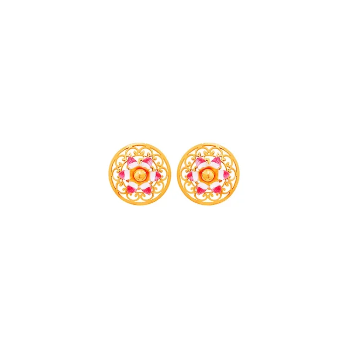 Precious Minakari Earrings in 22K Gold