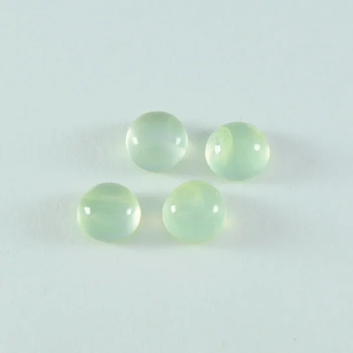 Prehnite 1PC Small 7×7 MM Round Cabochon Green Shine semi Precious Loose Gemstones