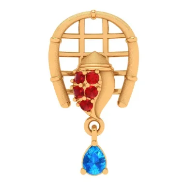 Premium Red Gemstone 22k Gold Pendant Design From Goldlites Collection