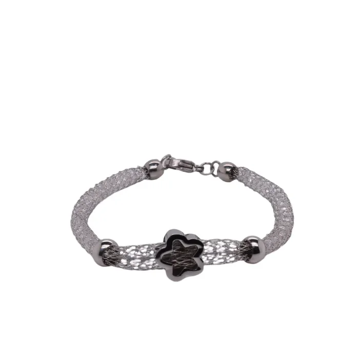 Pulsera ajustable de malla de acero inoxidable con estrella – SBB00074