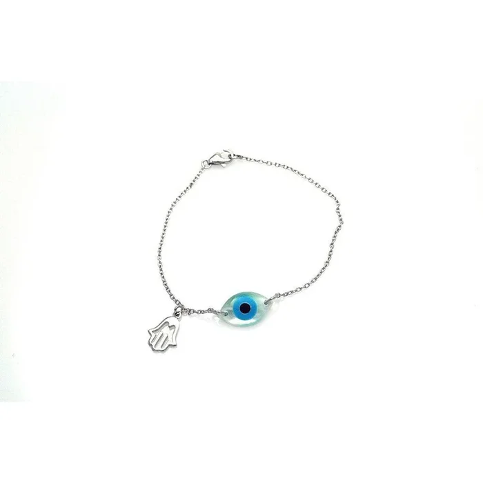 Pulsera con dije de Hamsa y mal de ojo chapada en rodio en plata 925 – STB00407