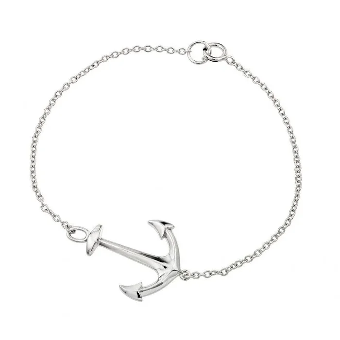 Pulsera de Ancla de Plata 925 Chapada en Rodio – BGB00187