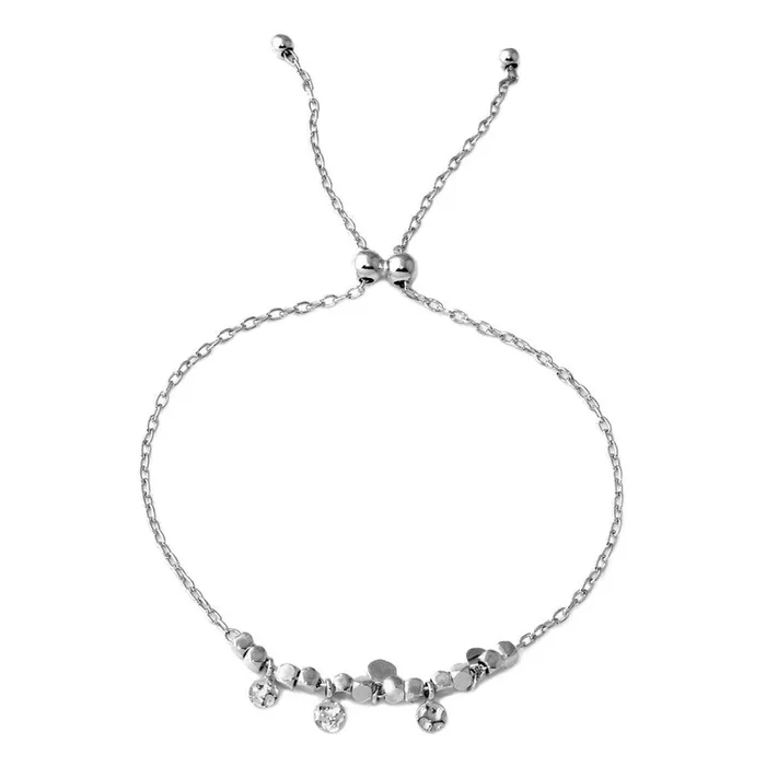 Pulsera de aro circular con lazo de confeti colgante en plata de ley 925 rodiada – DIB00023RH