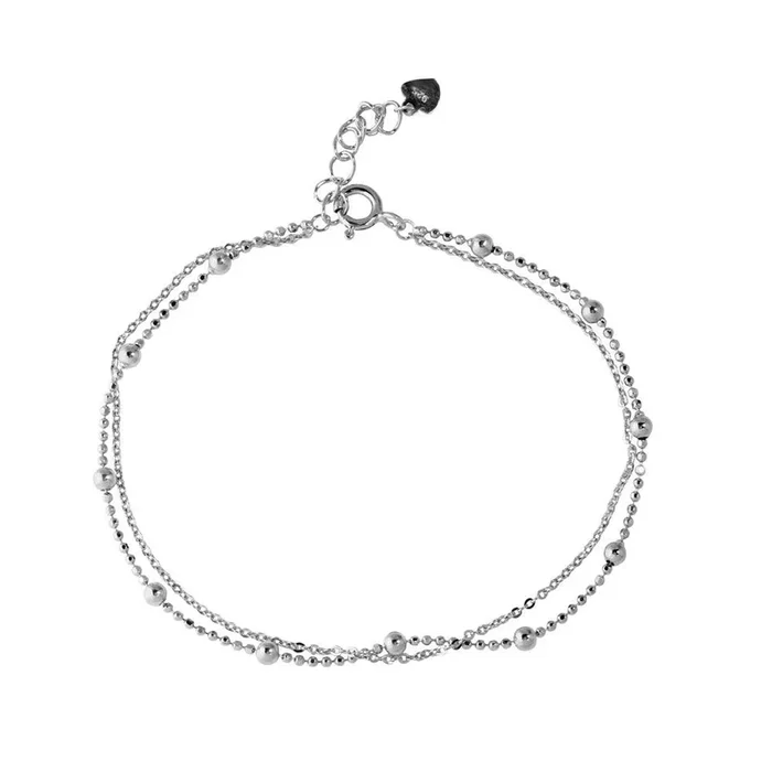Pulsera de cadena de cuentas DC de doble vuelta en plata de ley 925 rodiada – GMB00055RH