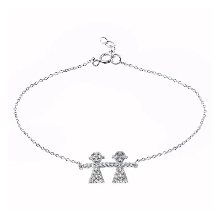 Pulsera de cadena para niña en plata de ley 925 rodiada con circonitas – BGB00335GIRL