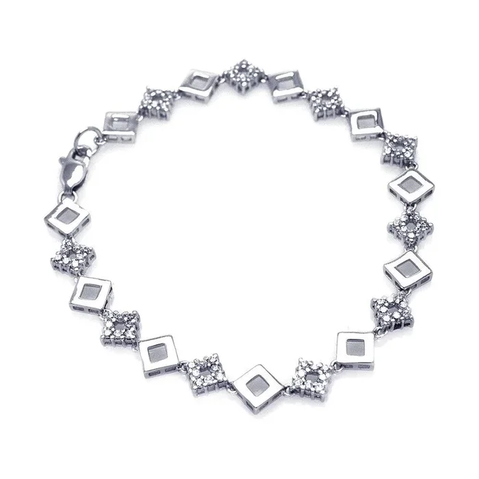 Pulsera de circonitas de tenis cuadradas múltiples chapadas en rodio de plata 925 – BGB00042