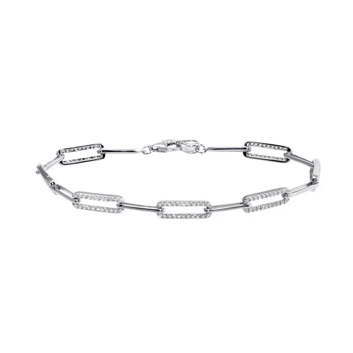 Pulsera de clip de circonitas cúbicas de plata de ley 925 rodiada (7,25) – GMB00090