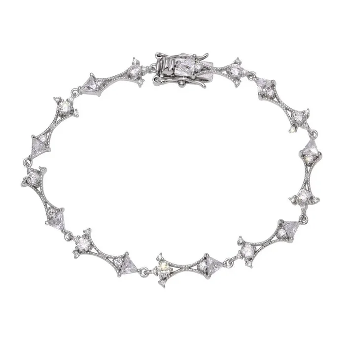 Pulsera de eslabones de tenis con circonitas cúbicas bañada en rodio en plata de ley 925 – BGB00314