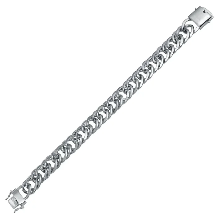 Pulsera de eslabones dobles de plata de ley 925 rodiada (13,4 mm) – CSLB00004