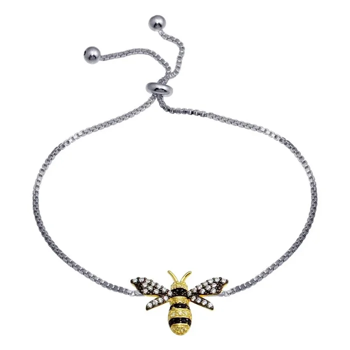 Pulsera de lazo con abejorro en plata de ley 925 de dos tonos – BGB00344RHD