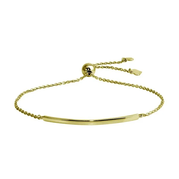 Pulsera de lazo con barra curvada de plata de ley 925 bañada en oro – DIB00059GP