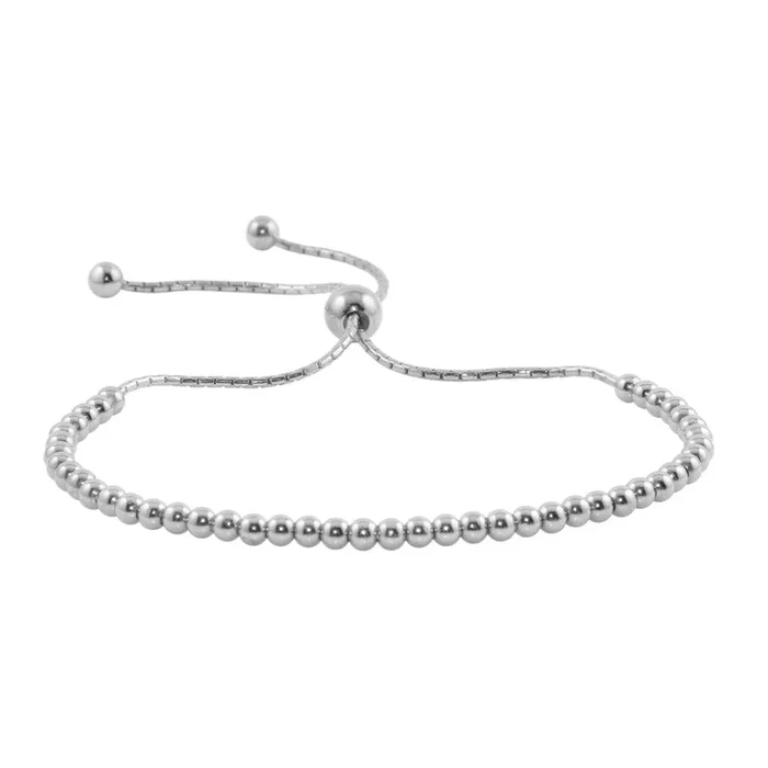Pulsera de lazo con cuentas de plata de ley 925 rodiada – DIB00015RH