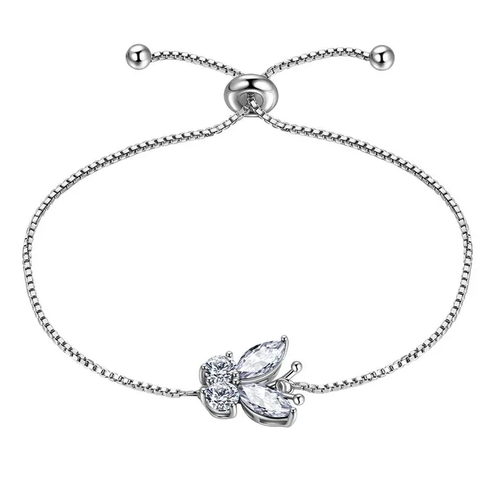 Pulsera de mariposa con piedra natal de abril, diamante, joyería para mujeres y niñas, regalo de cumpleaños