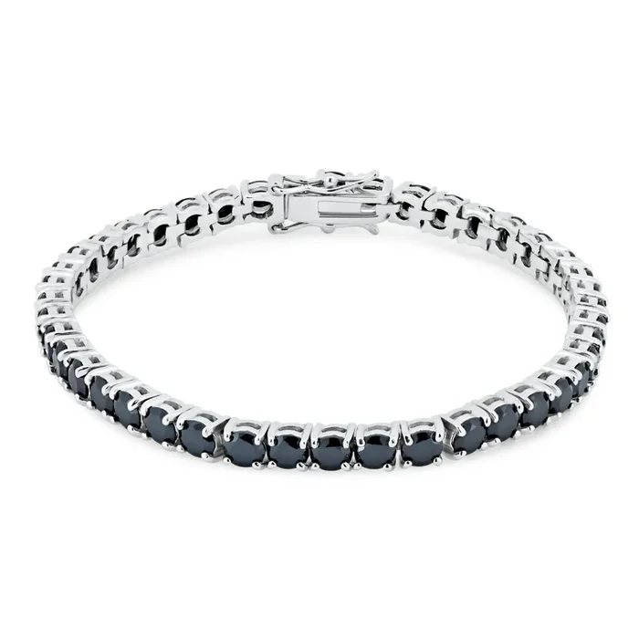 Pulsera de ónix negro bañada en rodio de plata 925 – BGB00223
