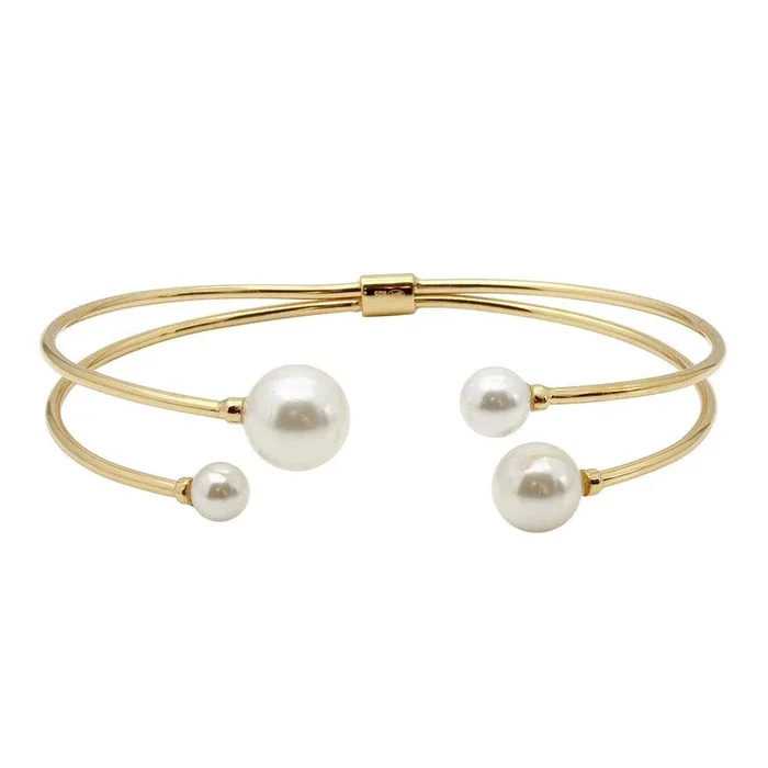 Pulsera de perlas de agua de plata de ley 925 bañada en oro – GMB00049GP