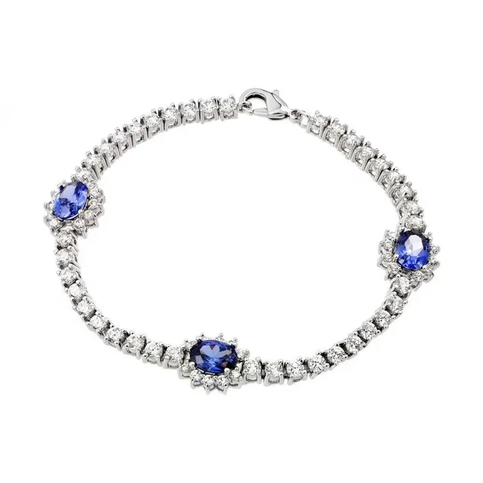 Pulsera de plata 925 con 3 circonitas ovaladas de tanzanita – BGB00162