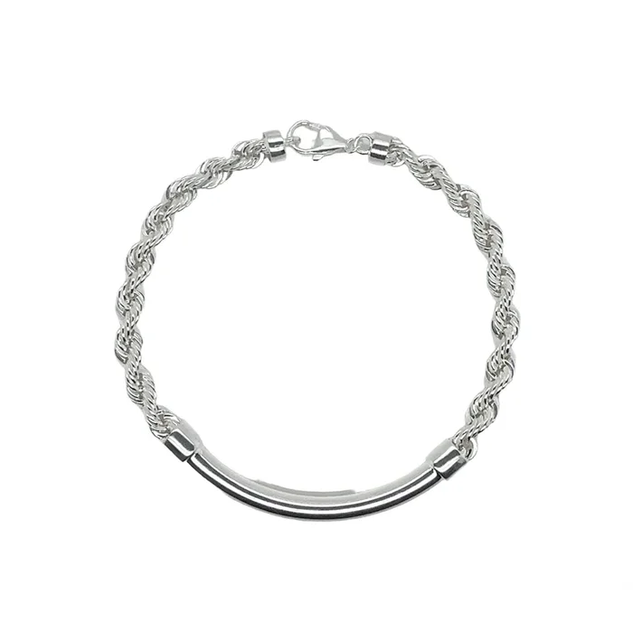 Pulsera de plata de ley 925 con barra redonda hueca de 4 mm – CHHB012