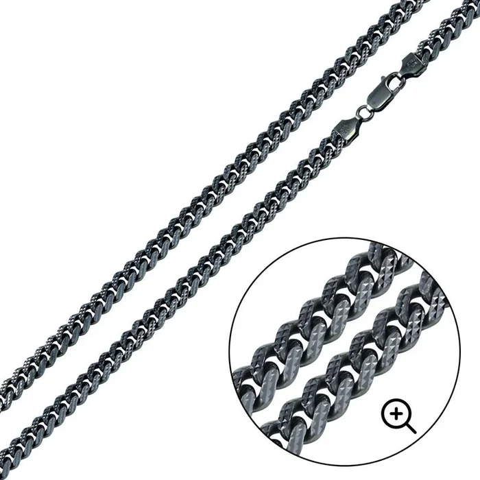 Pulsera de plata de ley 925 Miami Curb con baño Platinlux y pavé piramidal de una cara de 150 mm (4,8 mm) – CH954 BLK