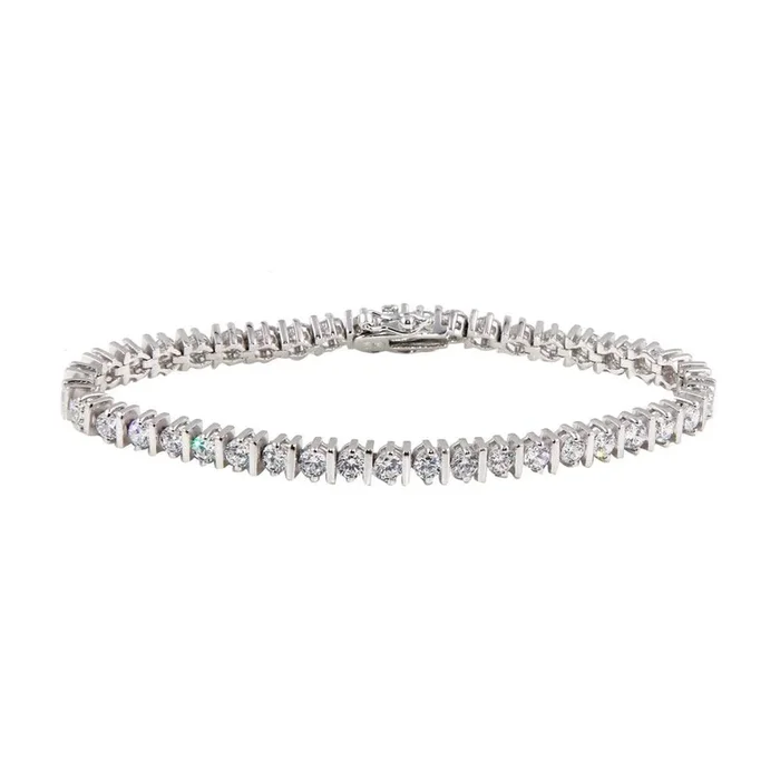 Pulsera de tenis con circonita transparente chapada en rodio de plata 925 – STB00104
