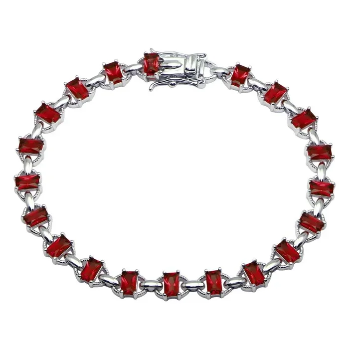 Pulsera de tenis de plata de ley 925 rodiada con eslabones de 6,1 mm y circonita verde – BGB00319RED