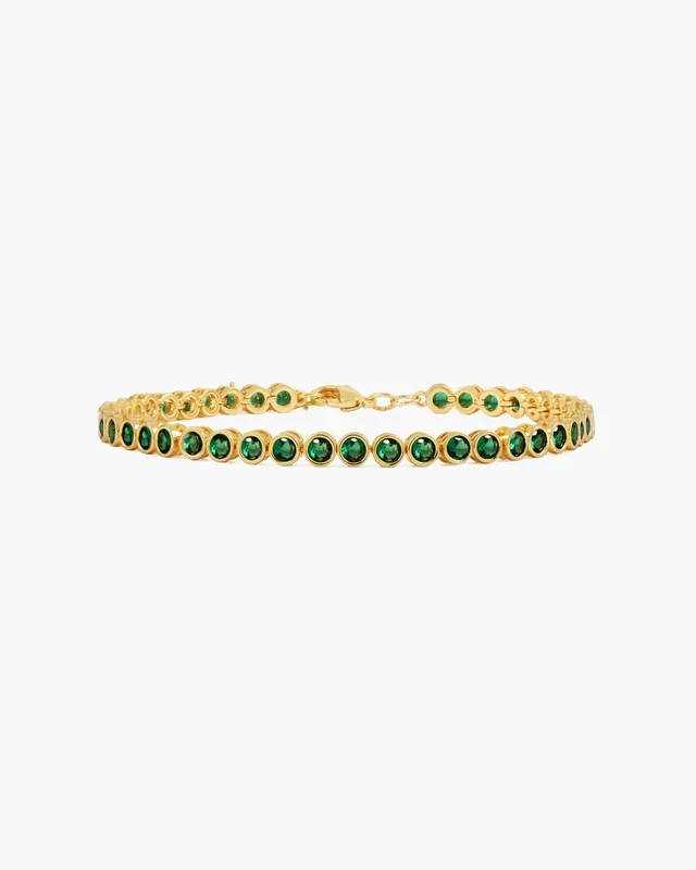 Pulsera de tenis esmeralda en oro