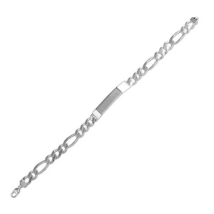 Pulsera Figaro 150 superplana con identificación grabable de plata 925, 5,3 mm – ID-FIG150