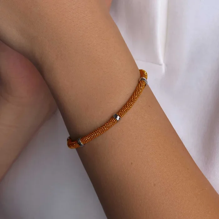Pulsera Italiana con Cuentas y Barras de Plata Chapada en Oro Rosa de Plata 925 – ITB00077RGP