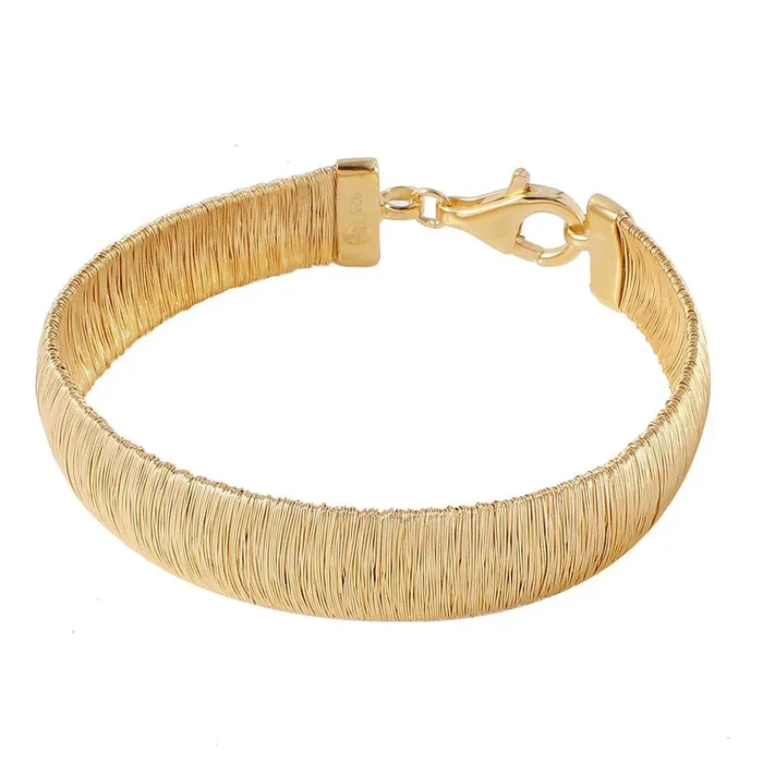 Pulsera Italiana Gruesa De Trigo Chapada En Oro Plata 925 – DIB00002GP