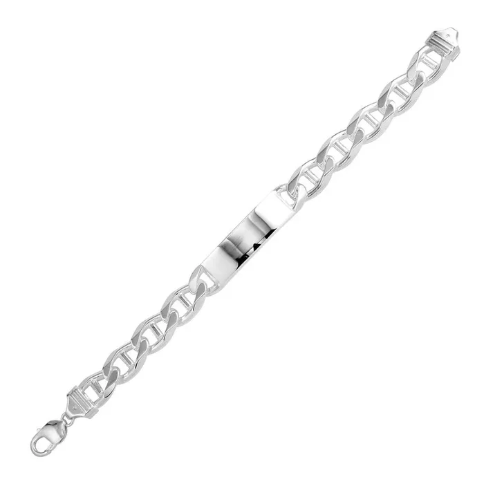 Pulsera Marina 350 Plana ID Grabable de Plata 925 13.5mm – ID-FM350