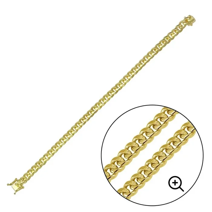 Pulsera Miami Curb de plata de ley 925 bañada en oro de 7 mm – CH447 GP BR
