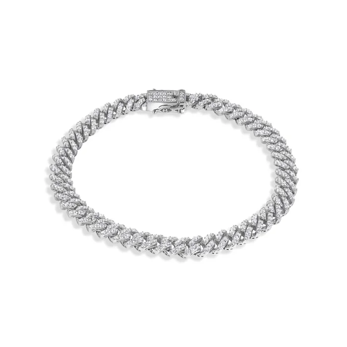Pulsera Monaco de plata de ley 925 rodiada de 6,6 mm con circonitas incrustadas – GMB00130