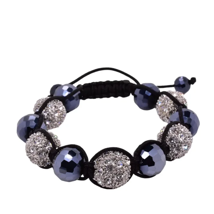 Pulsera Shamballa de acero inoxidable con cuentas de cristal y hematita – SBB00038