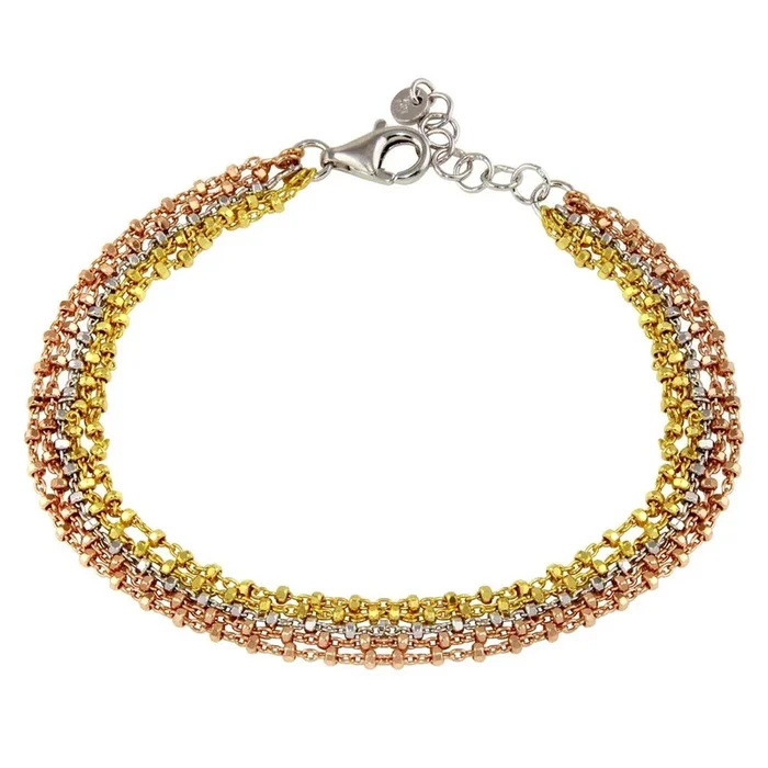 Pulseras multicolores de 5 hilos de plata de ley 925 pulida – ARB00038TRI