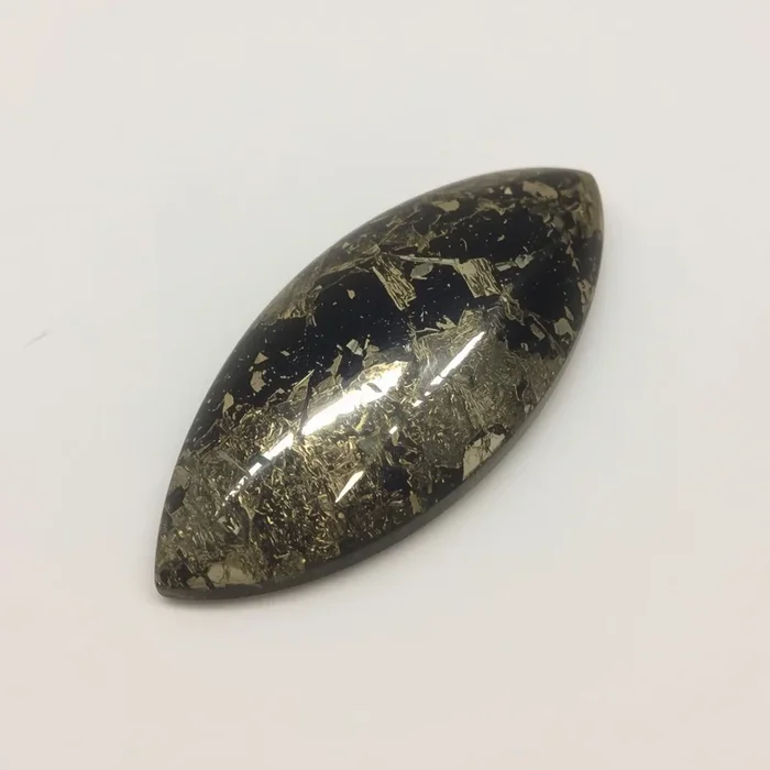 Pyrite 1PC Small 5×10 MM Marquise Cabochon Gray Brilliant semi Precious Loose Gemstones