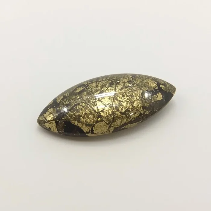 Pyrite 1PC Small 6×12 MM Marquise Cabochon Gray Sparkling semi Precious Semi Precious Gemstone