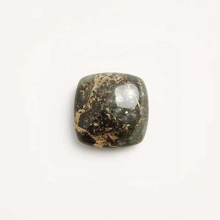 Pyrite 1PC Small 7×7 MM Square Cabochon Gray Pure semi Precious Precious Gemstone