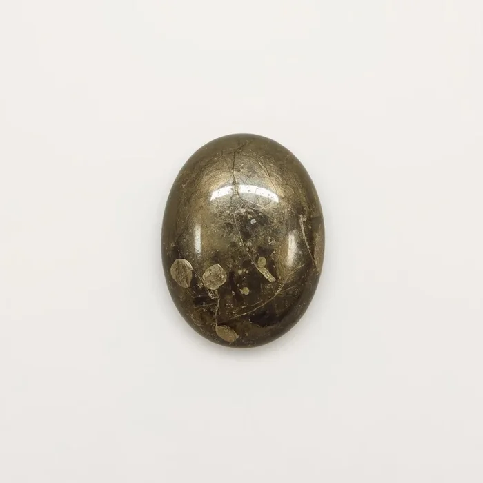 Pyrite 1PC Small 7×9 MM Oval Cabochon Gray Shine semi Precious Loose Gems