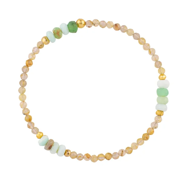 Pyrite’s Booty Bracelet – Golden Rutilated Quartz & Peruvian Opal
