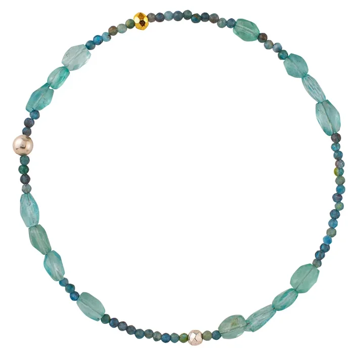Pyrite’s Booty Bracelet in Blue Apatite Faceted Oval and Neon Apatite