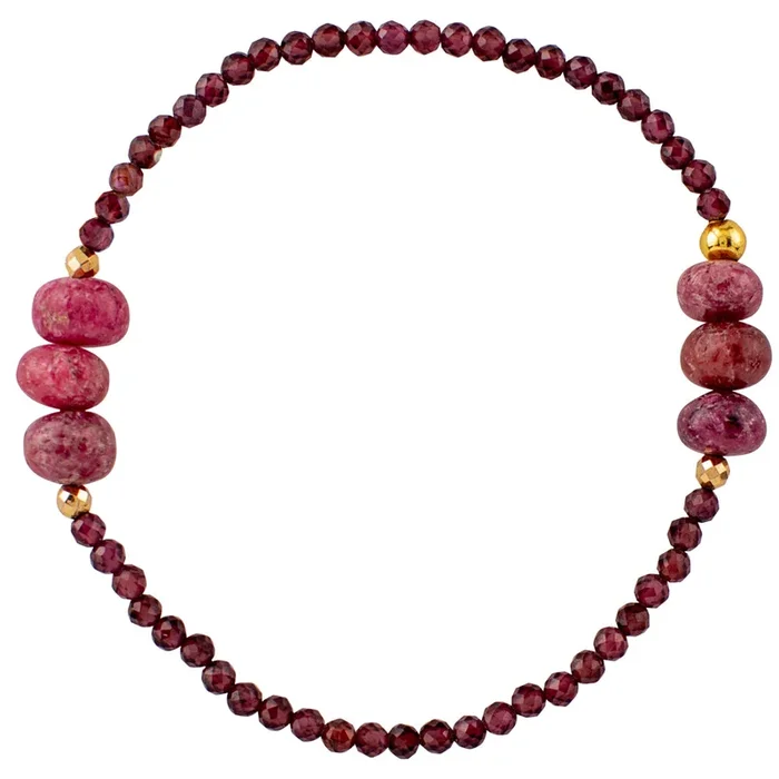 Pyrite’s Booty Bracelet in Garnet & Rhodonite with Pyrite
