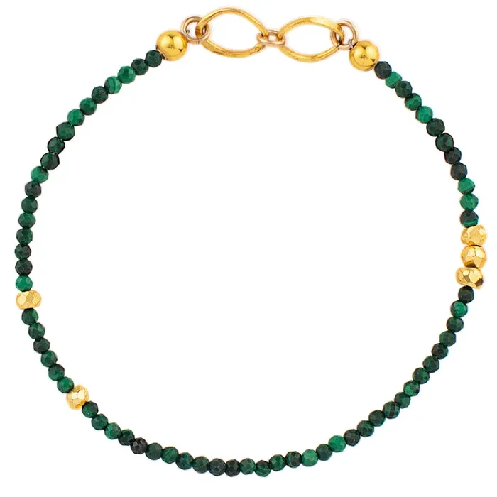 Pyrite’s Booty Bracelet in Malachite with Linked Gold Rings