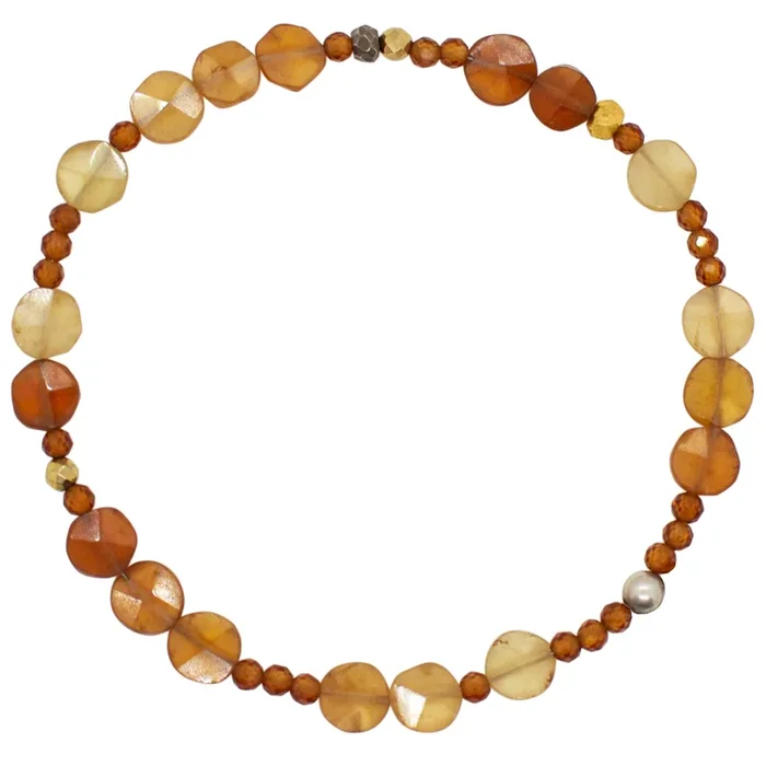 Pyrite’s Booty Bracelet in Mixed Hessonite Coins & 3mm Faceted