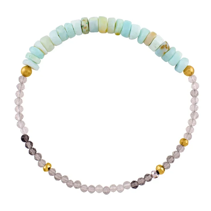 Pyrite’s Booty Bracelet in Peruvian Opal Heishi & 3.5mm Shaded Onyx