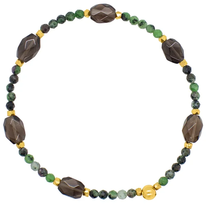 Pyrite’s Booty Bracelet in Ruby Zoisite & Smoky Topaz