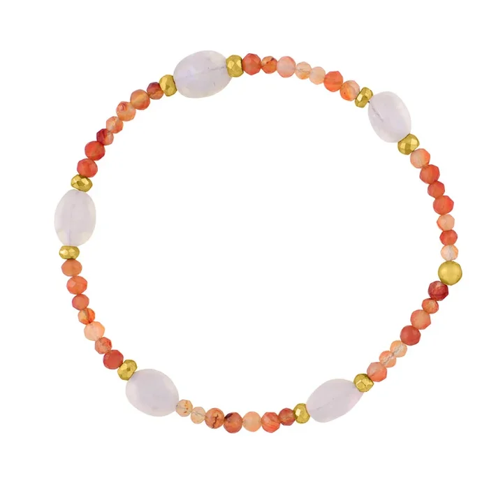 Pyrite’s Booty Bracelet in Smooth Oval Moonstone and Carnelian