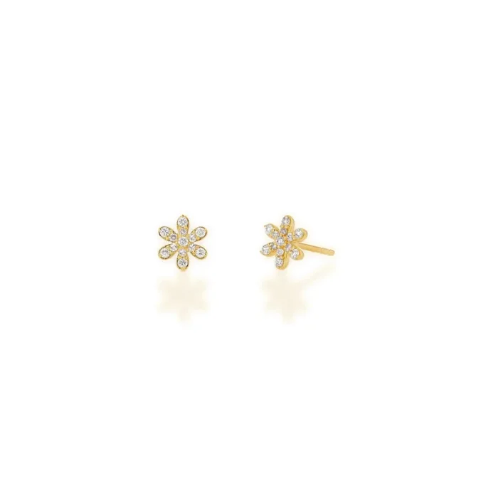 Rachel Reid 14k Diamond Flower Stud Earrings
