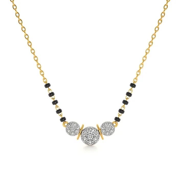 Radiant Triple Stone 9KT Gold Lab Grown Diamond Mangalsutra