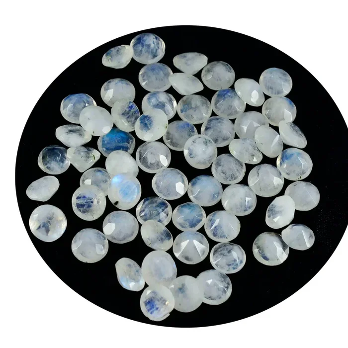 Rainbow Moonstone 10PC Tiny 3×3 MM Round Faceted White Fiery Semi Precious Loose Gemstone