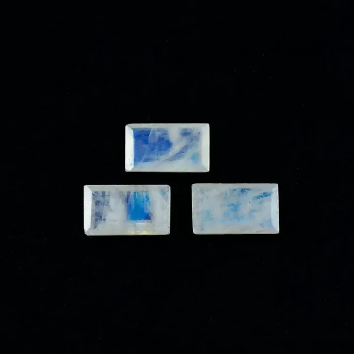 Rainbow Moonstone 1PC Chunky 10×20 MM Baguette Faceted White Pure Semi Precious Loose Gemstones
