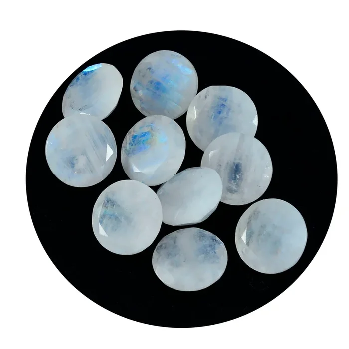 Rainbow Moonstone 1PC Large 10×10 MM Round Faceted White Shine Semi Precious Loose Gems